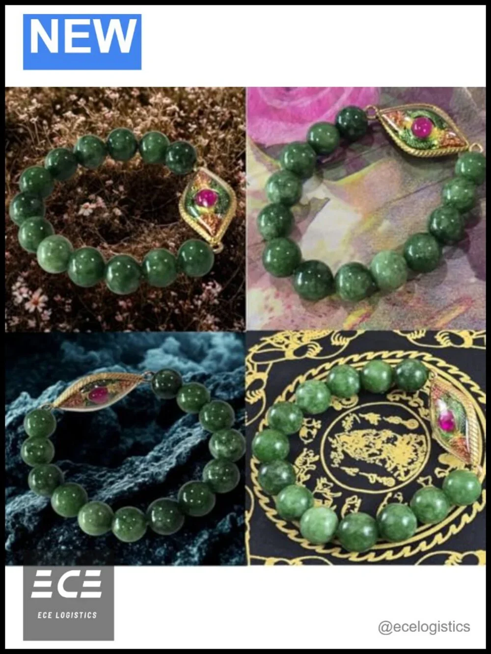Natural Burmese Jade Beads Bracelet with Thai-Style Lucky Amulet Pendant
